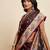 brown satin printed saree with blouse