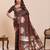 brown silk blend printed saree with blouse