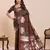 brown silk blend printed saree with blouse