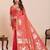 orange silk blend printed saree with blouse