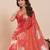 orange silk blend printed saree with blouse