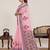 pink linen printed saree with blouse