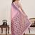 pink linen printed saree with blouse