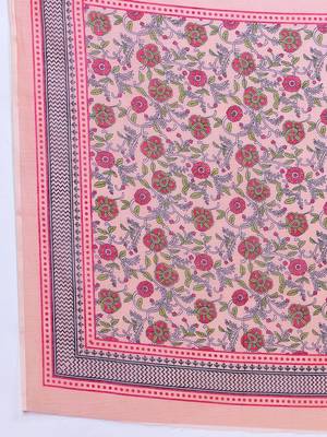 pink linen printed saree with blouse 5