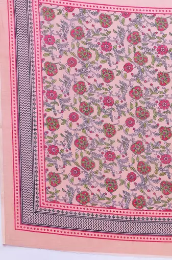 pink linen printed saree with blouse