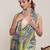 multicolor linen printed saree with blouse