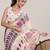 cream linen printed saree with blouse