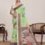 parrot green linen printed saree with blouse
