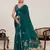 green linen printed saree with blouse