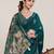 green linen printed saree with blouse