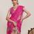 pink linen printed saree with blouse