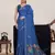 royal blue linen printed saree with blouse