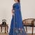 royal blue linen printed saree with blouse