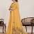 yellow linen printed saree with blouse