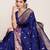navy blue silk blend printed saree with blouse