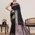black silk blend printed saree with blouse