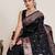 black silk blend printed saree with blouse