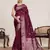 maroon silk blend printed saree with blouse