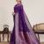purple silk blend printed saree with blouse