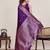 purple silk blend printed saree with blouse