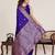 royal blue silk blend printed saree with blouse