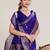 royal blue silk blend printed saree with blouse