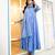 Blue anarkali embroidered pure cotton kurta set with dupatta