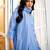Blue anarkali embroidered pure cotton kurta set with dupatta