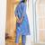 Blue floral embroidered pure cotton kurta set with dupatta