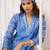 Blue floral embroidered pure cotton kurta set with dupatta