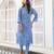 Blue floral embroidered pure cotton kurta set with dupatta