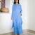 Blue embroidered linen kurta set