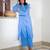 Blue embroidered linen kurta set