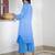 Blue embroidered linen kurta set