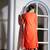 Orange embroidered pure cotton kurta set