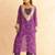 Qirat purple bandhej mirror lace work fusion set