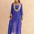 Ravina royal blue bandhej mirror lace work fusion set