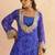 Ravina royal blue bandhej mirror lace work fusion set