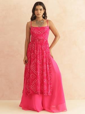Vriti magenta pink bandhani kurta set 1