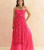 Vriti magenta pink bandhani kurta set