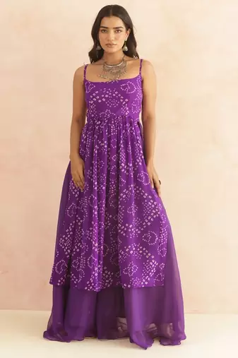 Ilina purple bandhani kurta set