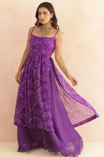 Ilina purple bandhani kurta set
