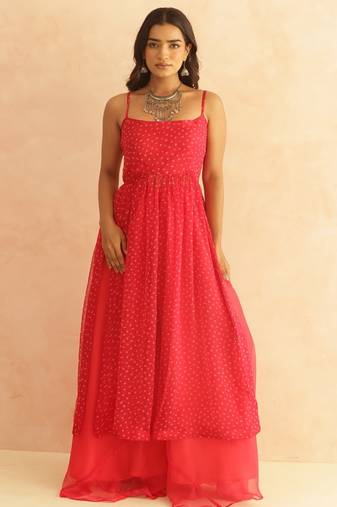 Mishka pink bandhani kurta set