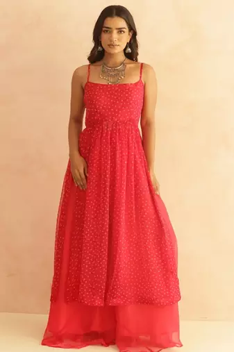 Mishka pink bandhani kurta set