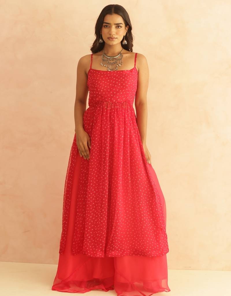 Mishka pink bandhani kurta set