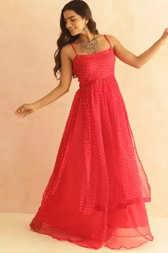 Mishka pink bandhani kurta set