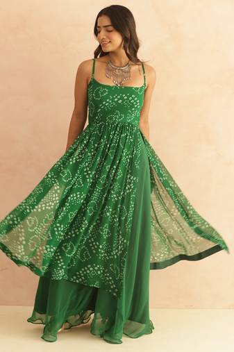 Mihira green bandhani kurta set