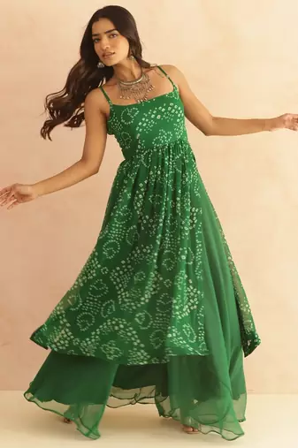 Mihira green bandhani kurta set