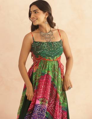 Devika multicolored bandhani kurta set 1