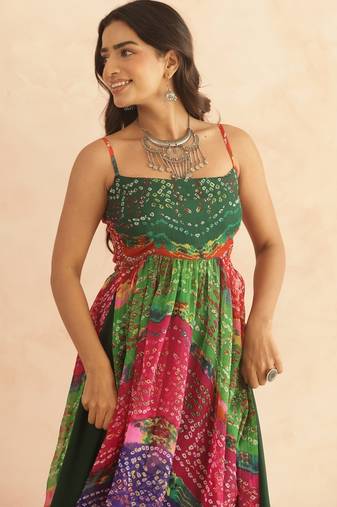 Devika multicolored bandhani kurta set